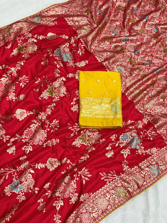 Presenting you the most beautiful Dola Silk Meenakari saree