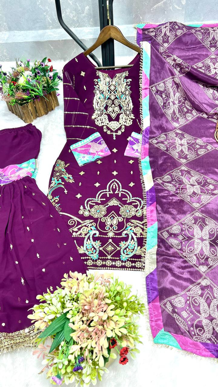 NEW READY TO WEAR COLLECTION 3 PIECE FANCY KURTI