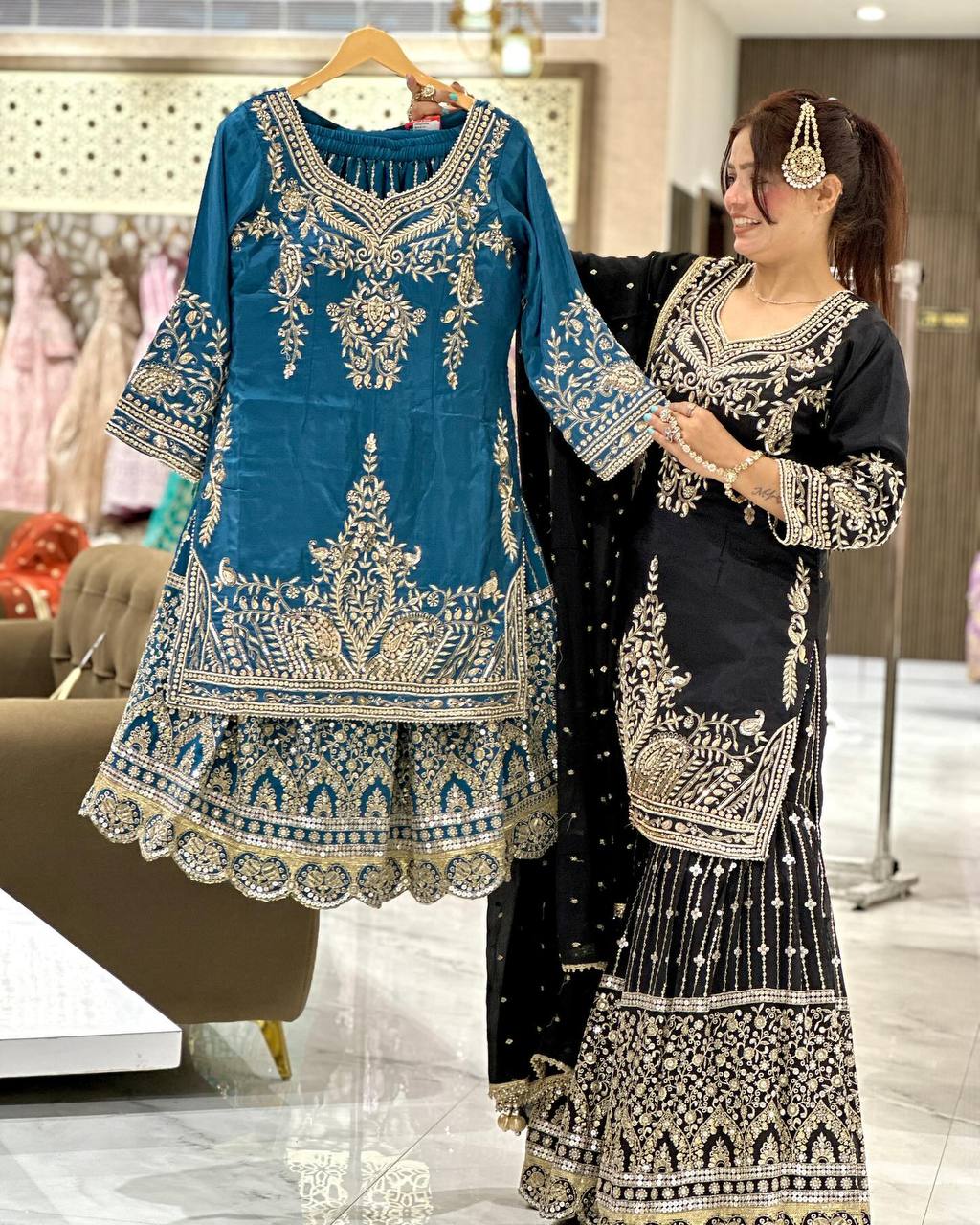New Designer Party Top Sharara & Dupatta Set
