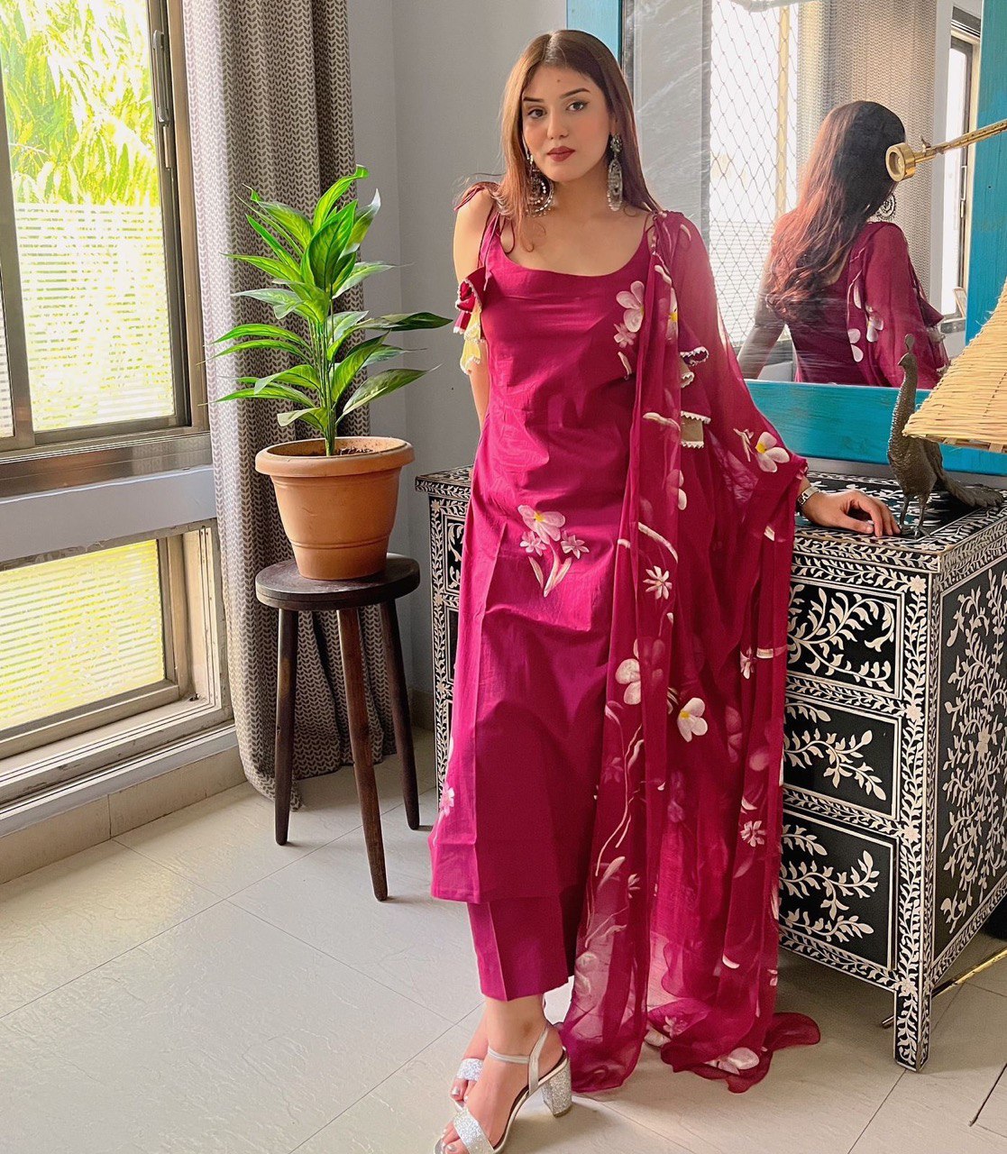 Floral Handpainted georgette kurta