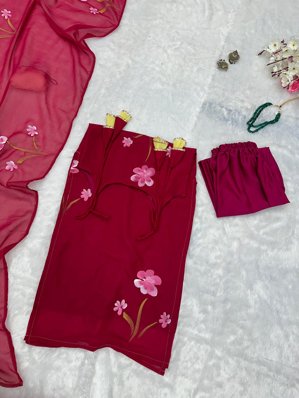 Floral Handpainted georgette kurta