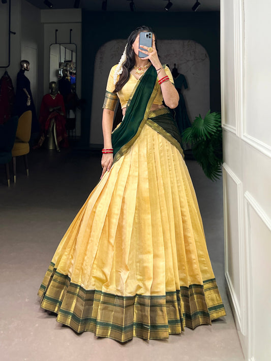 Golden Charm of Zari the grace of Kanchipuram Lehenga