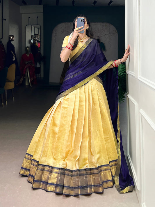 Golden Charm of Zari the grace of Kanchipuram Lehenga