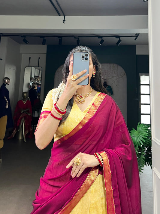 Golden Charm of Zari the grace of Kanchipuram Lehenga