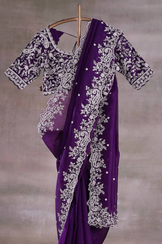 Zari-Jacquard-Bordüre mit Zari-Futter im vollen Sari