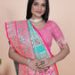 Aqua Blue and Pink Banarasi Silk Saree with Silver Zari Weaving