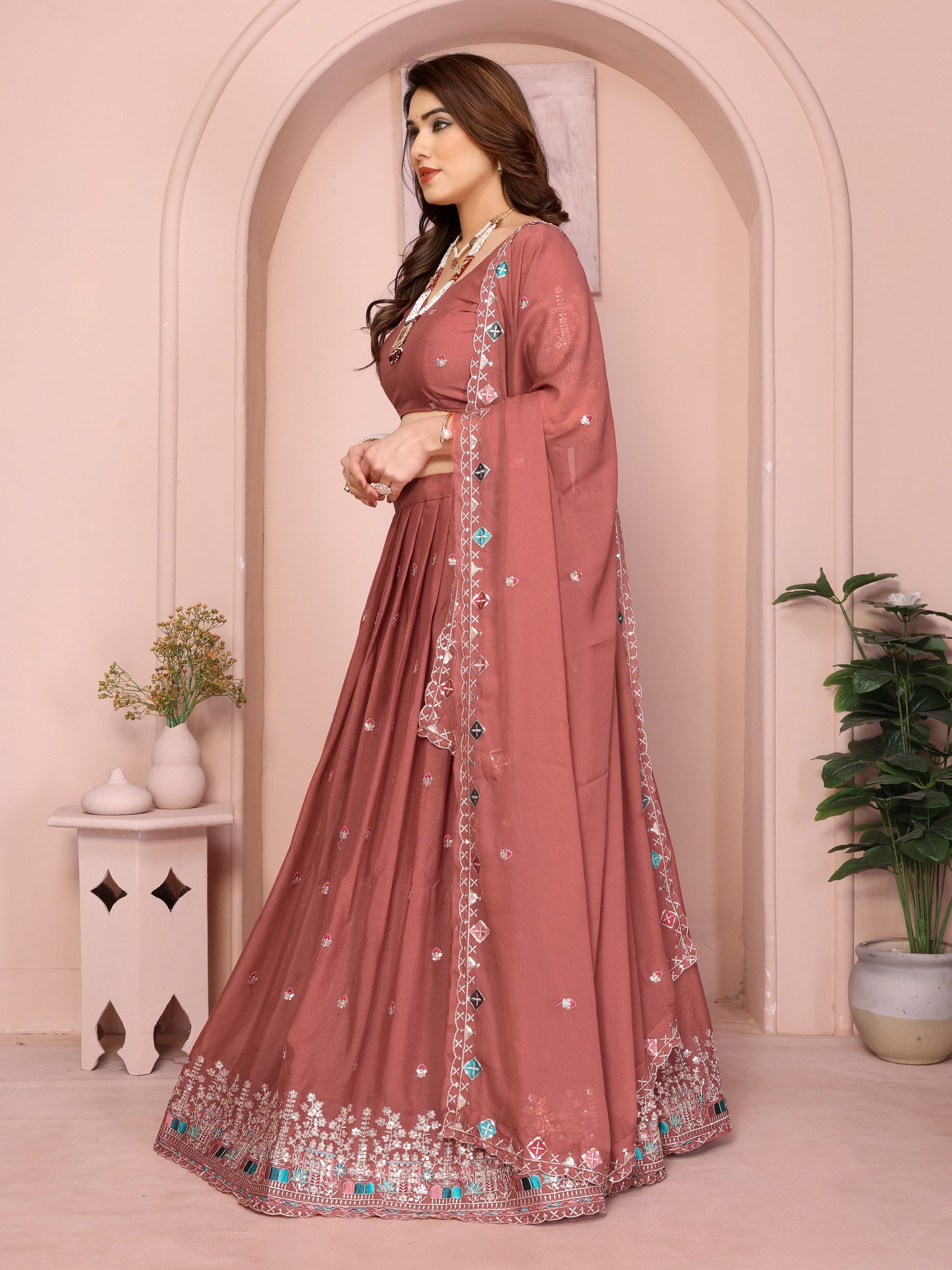Star Georgette Embroidery Work Lehenga Choli