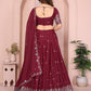 Fendy Silk Embroidery Work Stitch avec toile Lehenga Choli
