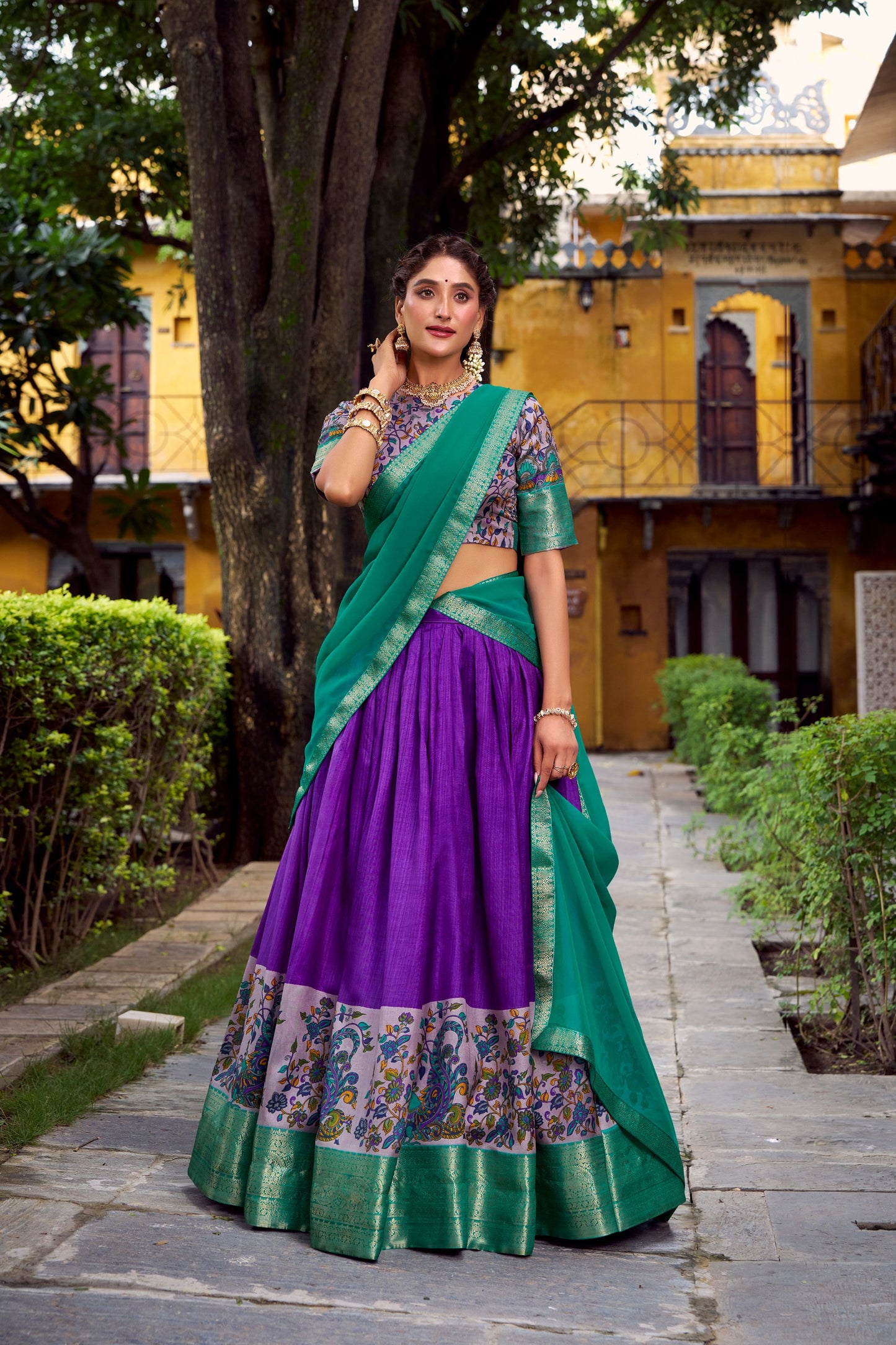 Aastha Silk Printed With Zari Weaving Work Lehenga