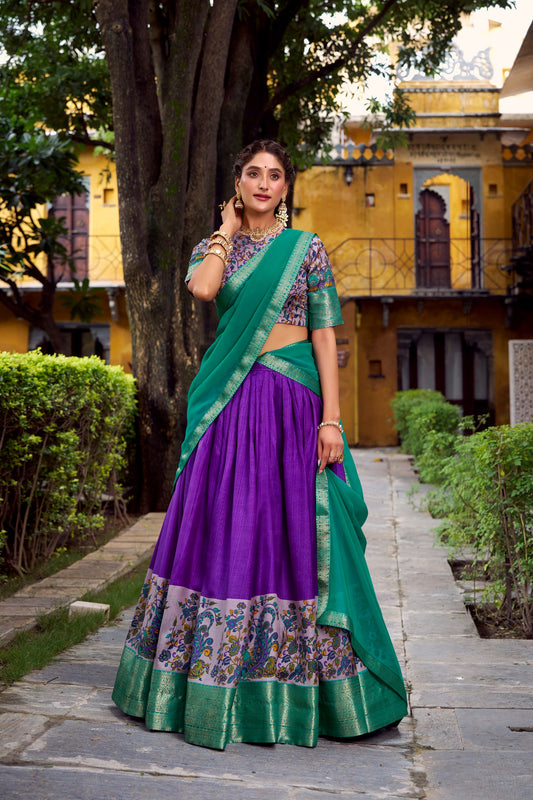 Aastha Silk Printed With Zari Weaving Work Lehenga