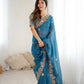 Premium Crunchy Silk With Heavy Embroidery Threads Codding & Sequins Work Saree