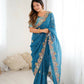Premium Crunchy Silk With Heavy Embroidery Threads Codding & Sequins Work Saree