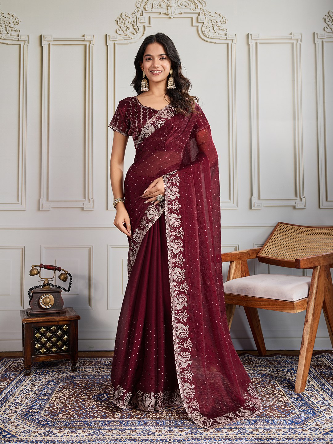 Party Wear Soft  Fendy Chiffon silk Saree