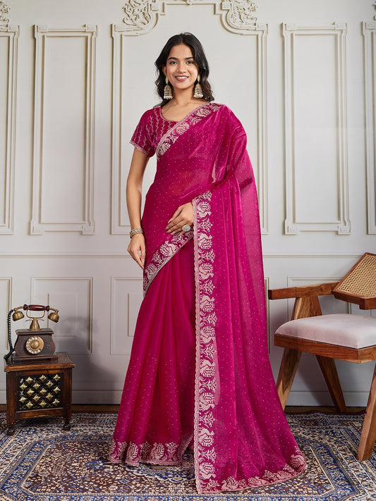 Party Wear Soft  Fendy Chiffon silk Saree