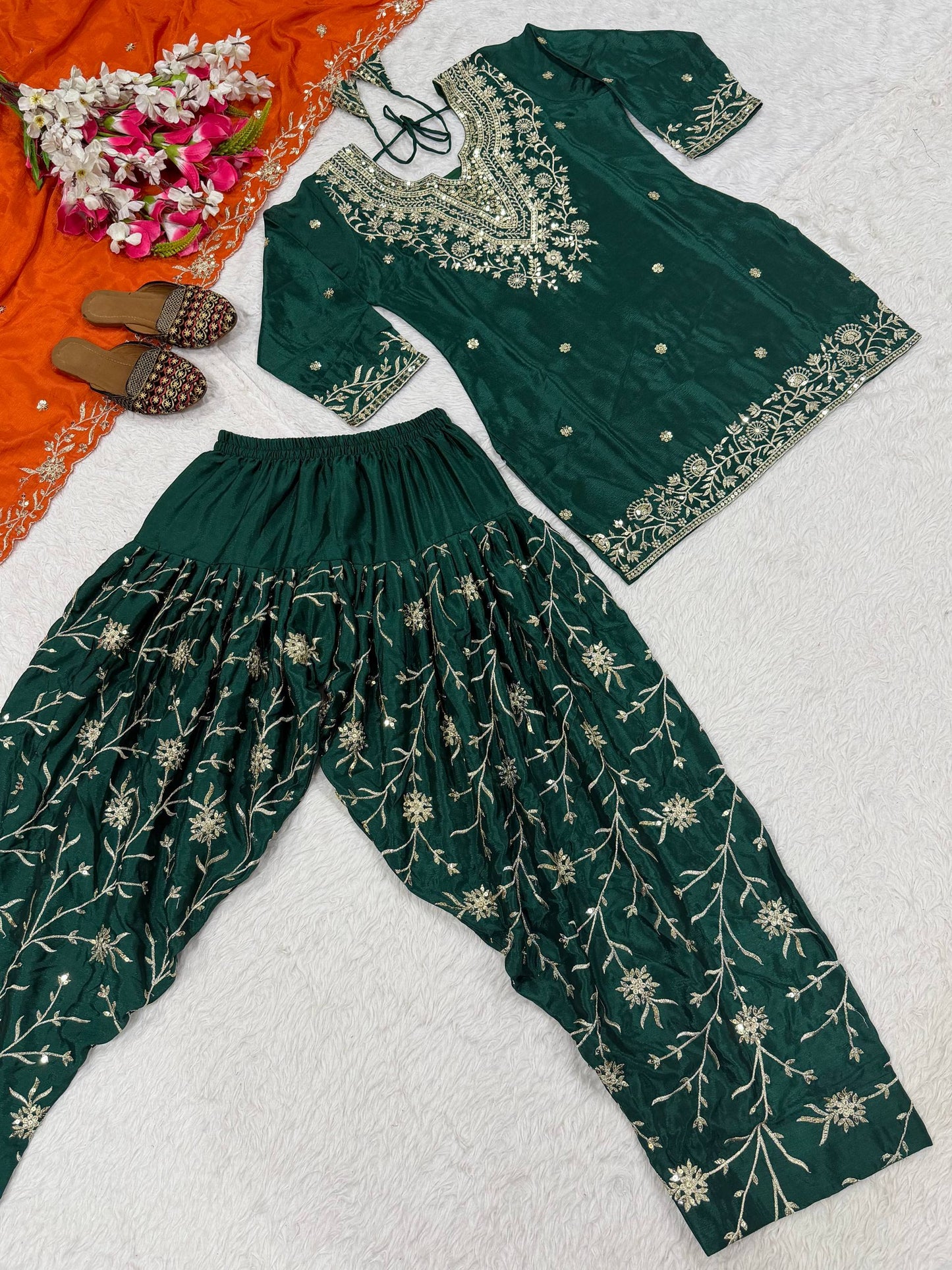 Launching New Designer Party Wear Look Top Dhoti Salwar and Dupatta