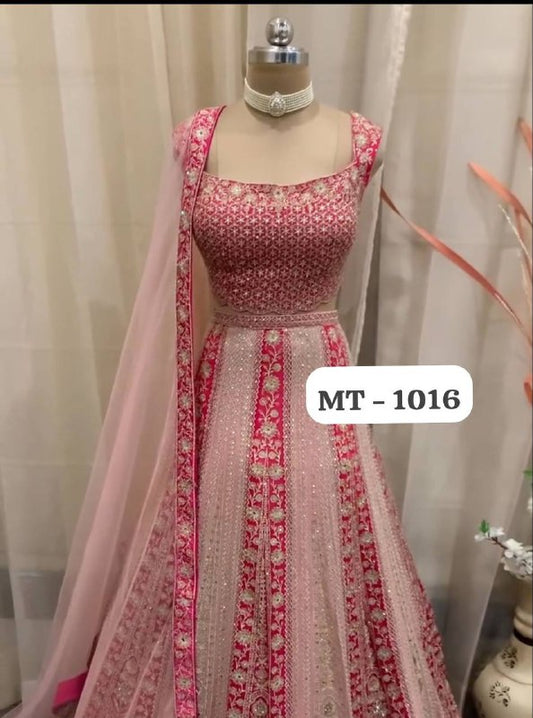 TEO COLOUR BRIDAL WEAR HEAVY EMBROIDERY SEQUENCE WORK LEHENGAS WITH DUPATTA SET