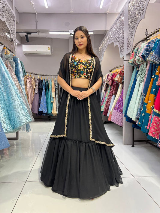 Black Searg Lehenga (Full Stitched)