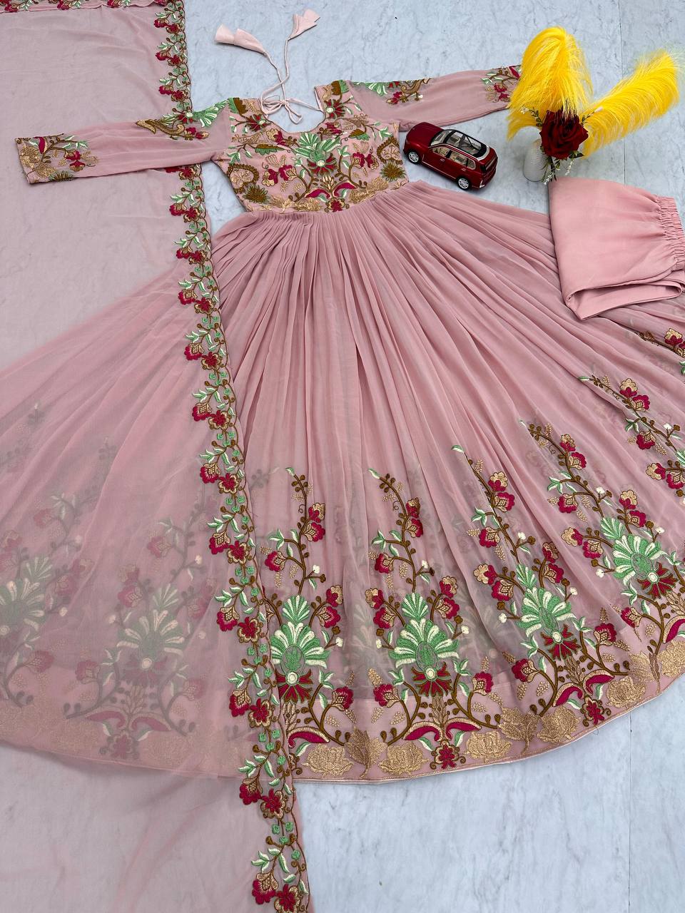 Launching Embroidered Gown Dupatta With Pent