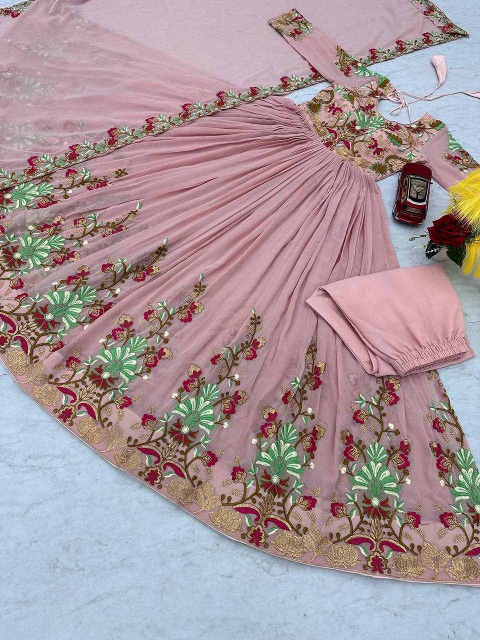 Launching Embroidered Gown Dupatta With Pent