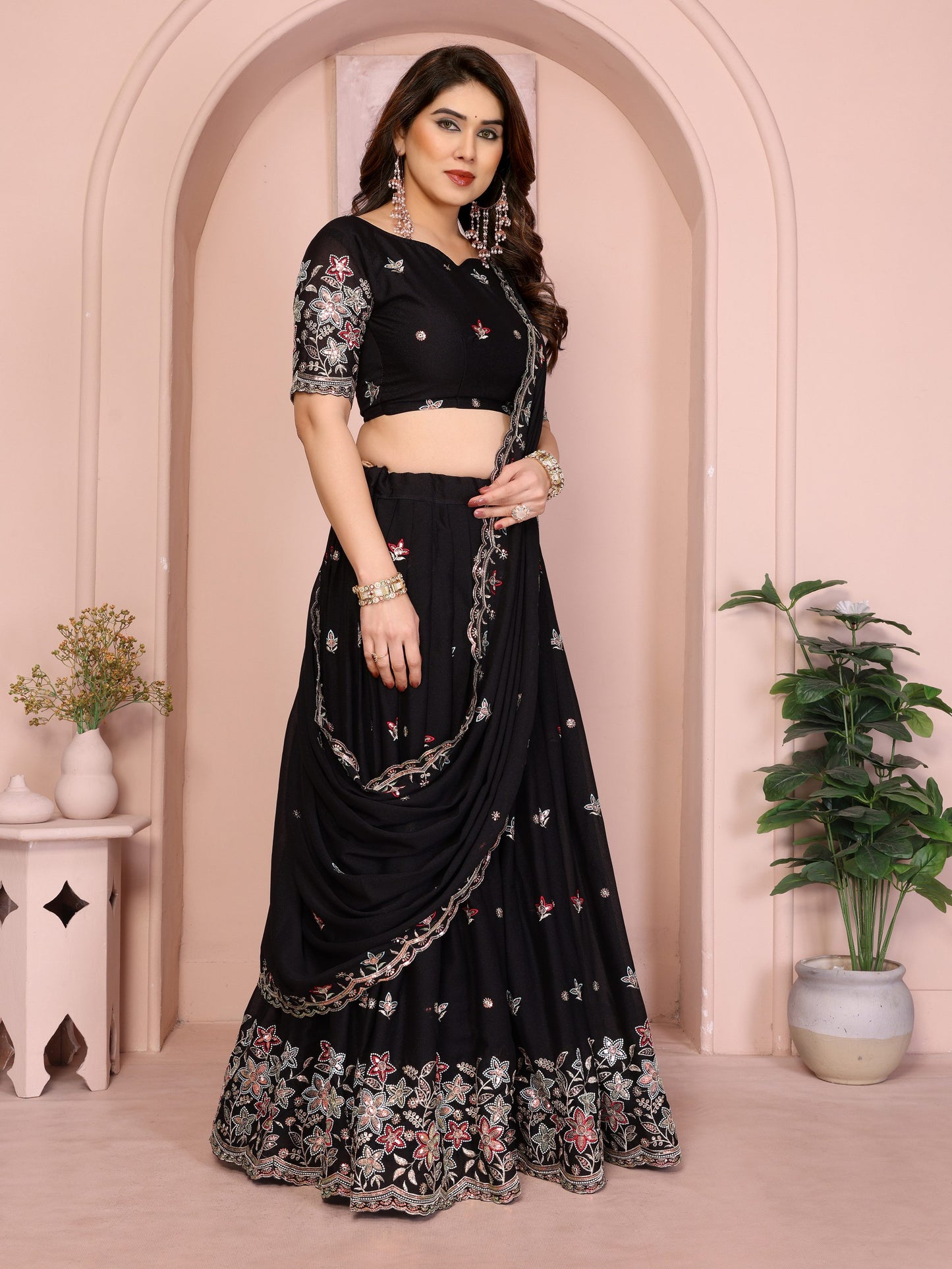 Star Georgette Embroidery Work Lehenga Choli