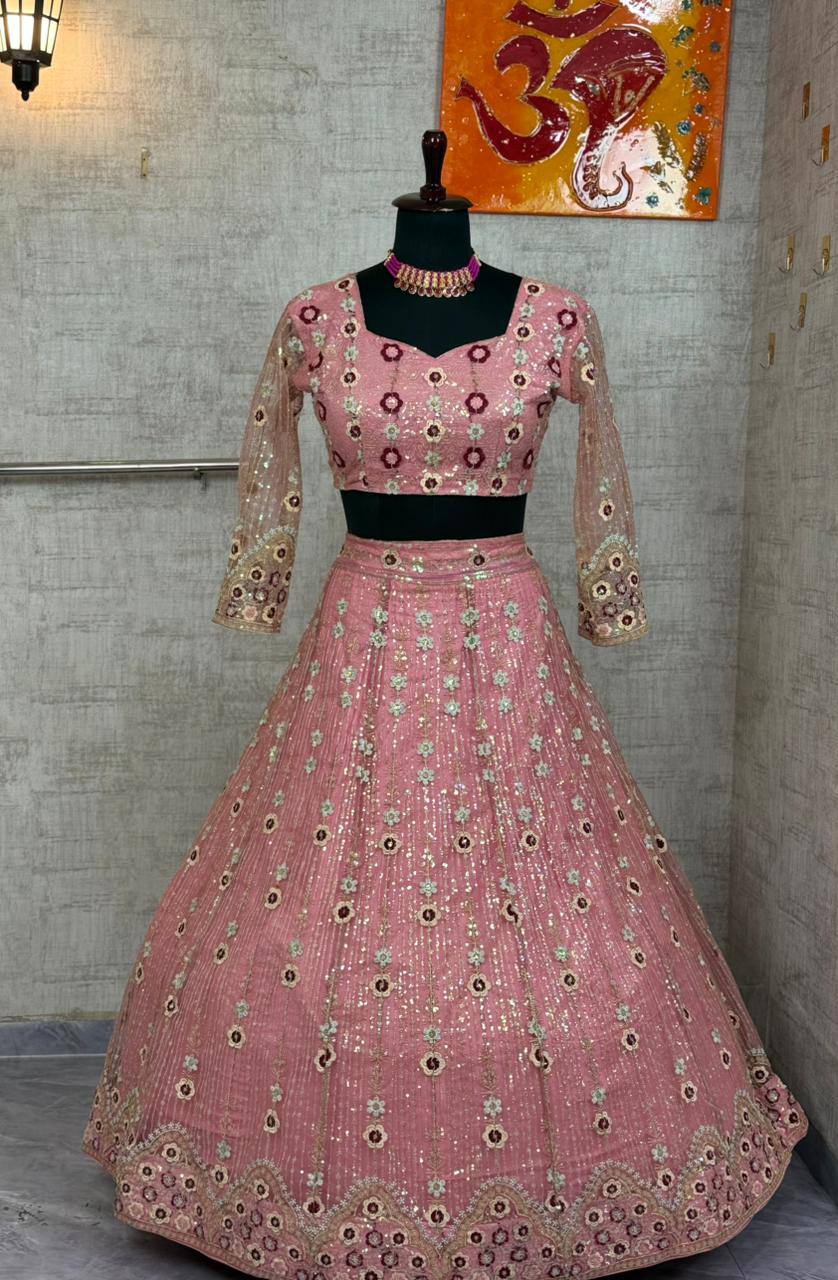 Launching 4 meter flared Premium Quality Soft Net Lehenga