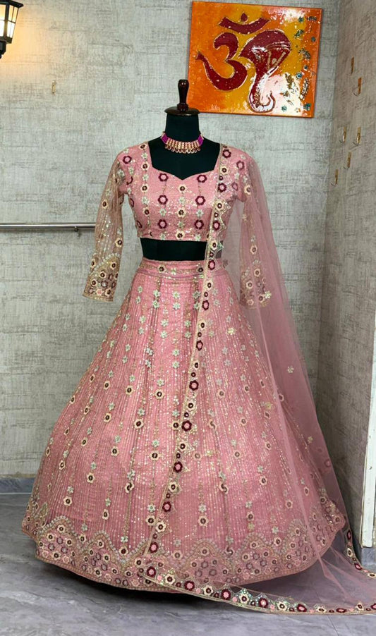 Launching 4 meter flared Premium Quality Soft Net Lehenga