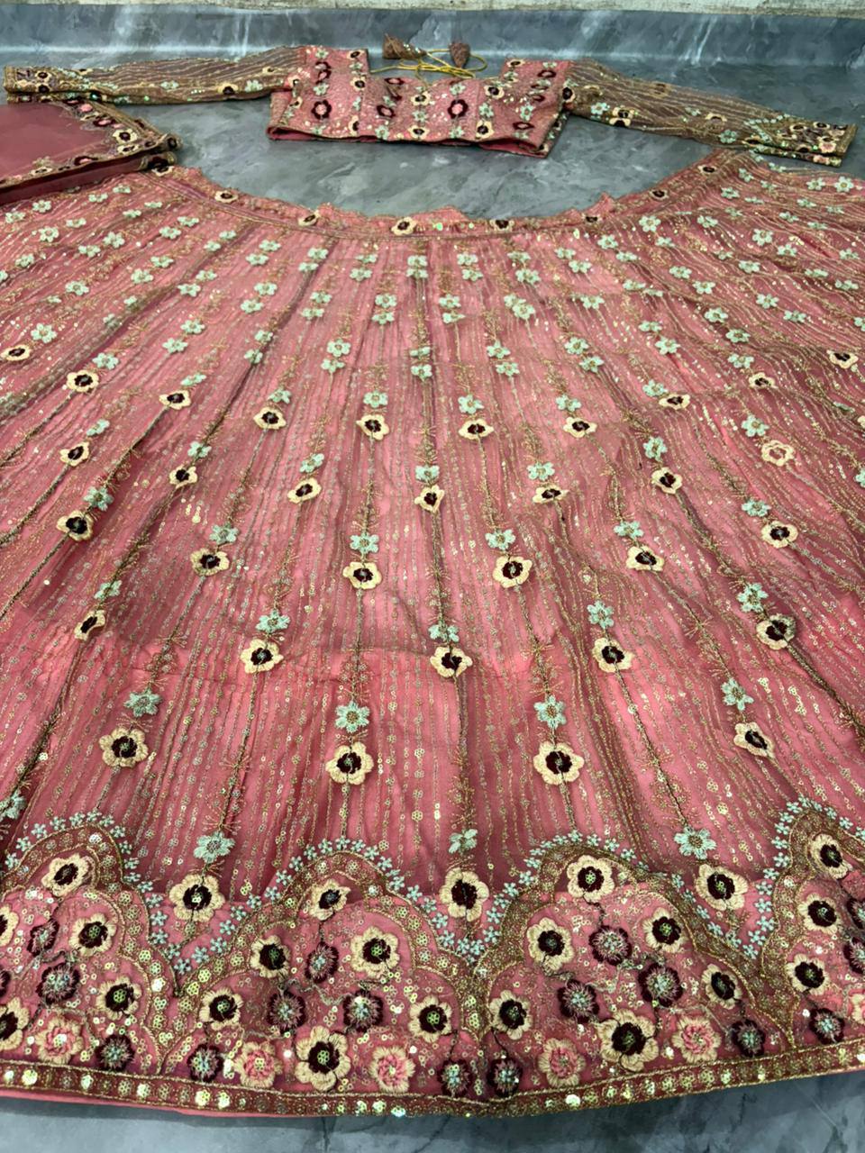 Launching 4 meter flared Premium Quality Soft Net Lehenga