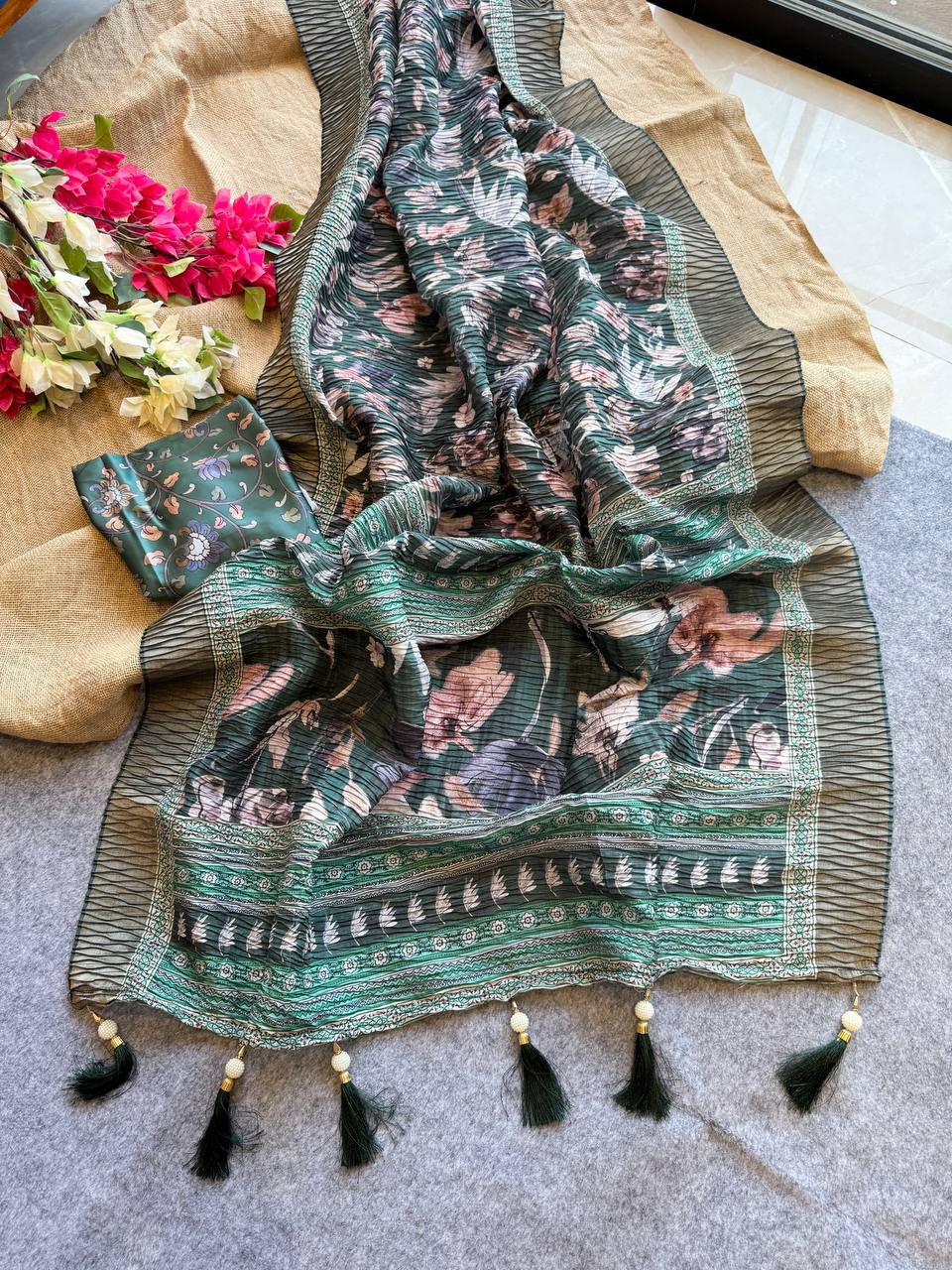 Pure silk saree with beautiful digital print