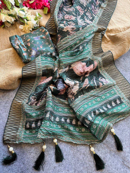 Pure silk saree with beautiful digital print