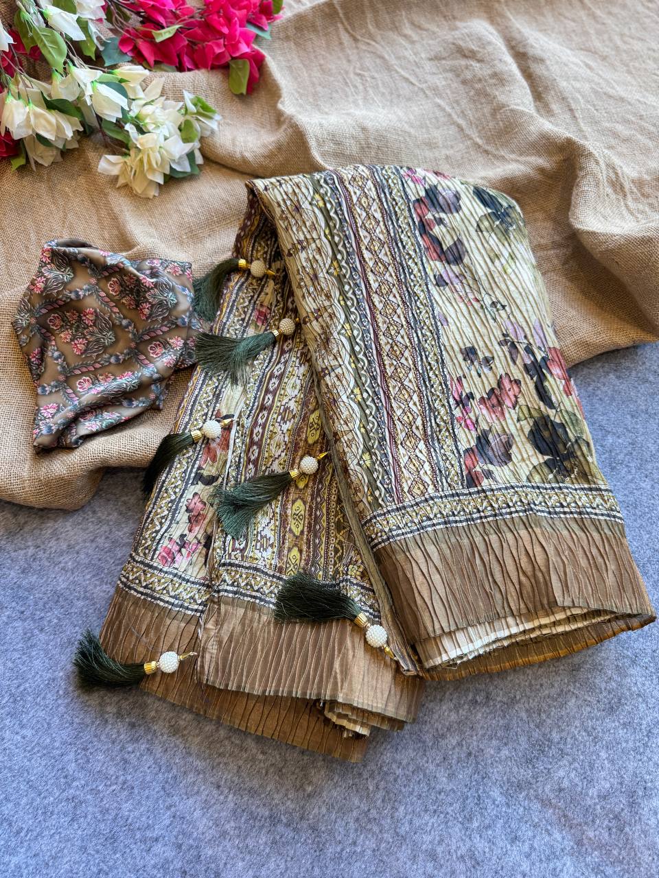 Sari en soie Rangoli douce pour tenue de soirée