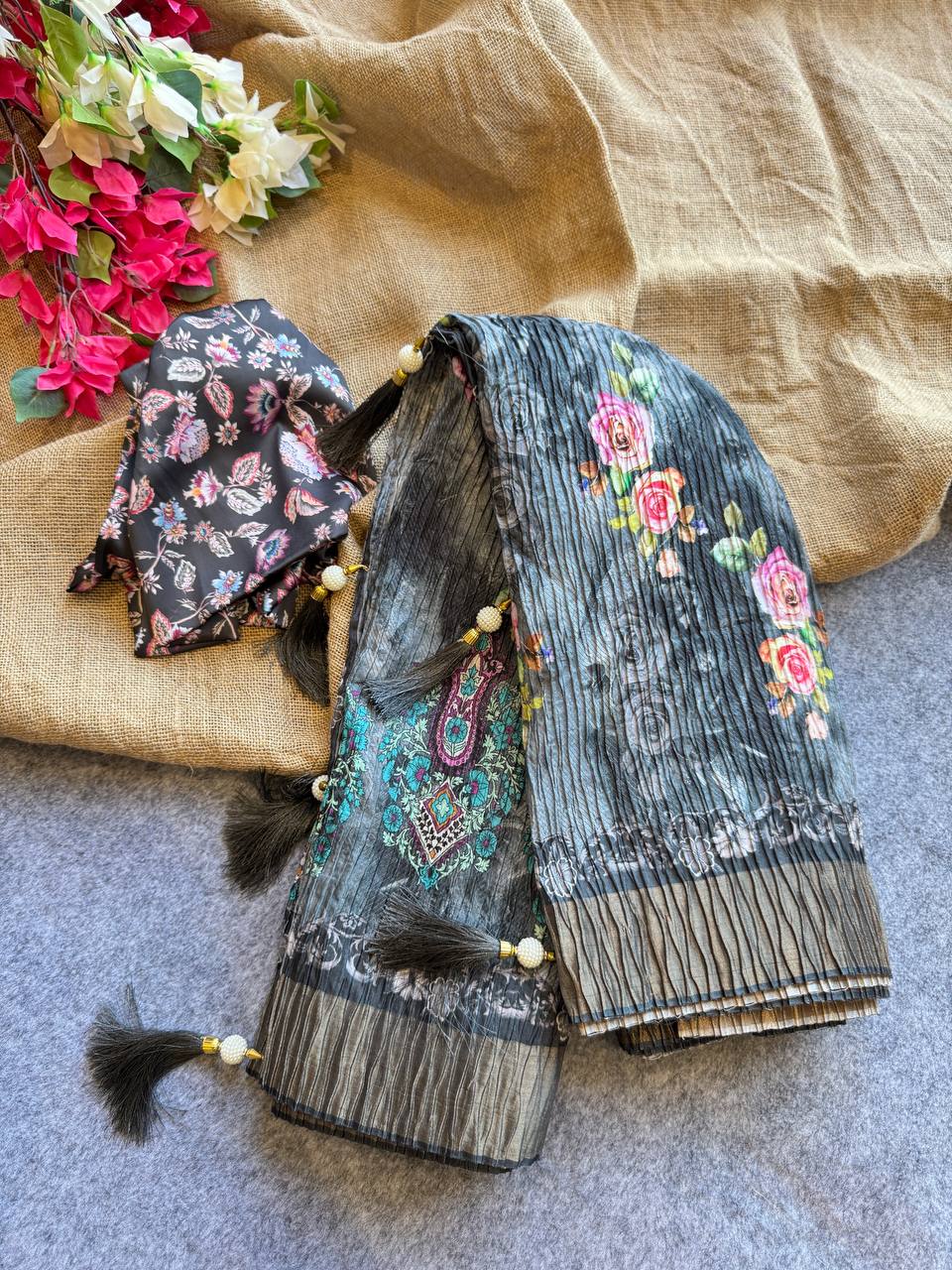 Sari en soie Rangoli douce pour tenue de soirée