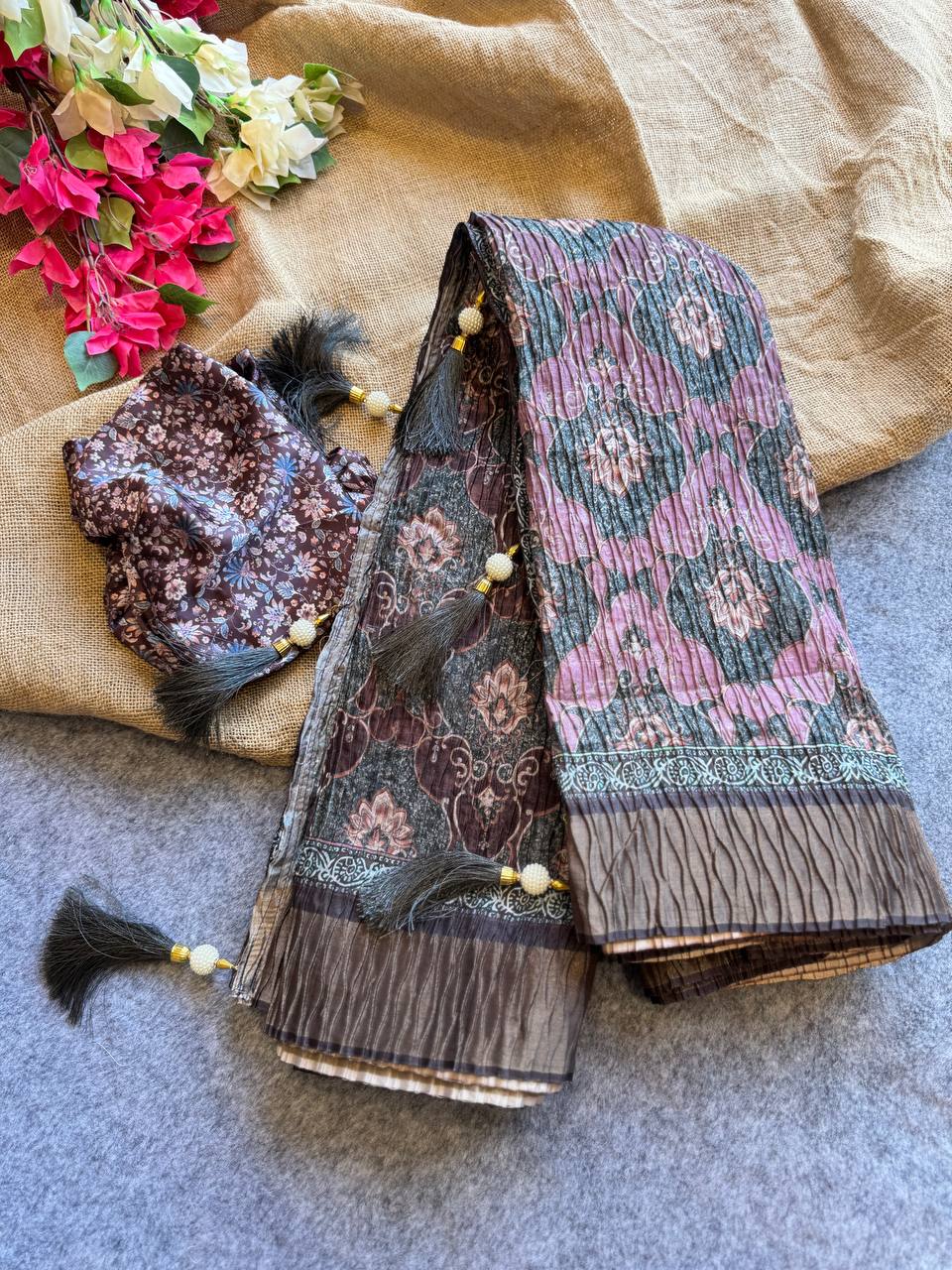 Pure silk saree with beautiful digital print