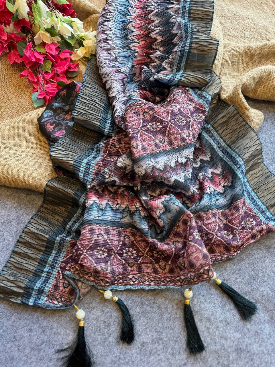 Pure silk saree with beautiful digital print