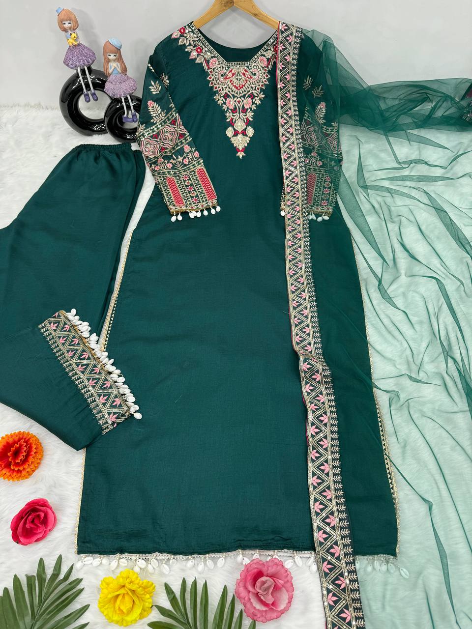 NEW DESIGNER WEAR HEAVY WORK 3 PIS SUIT SET