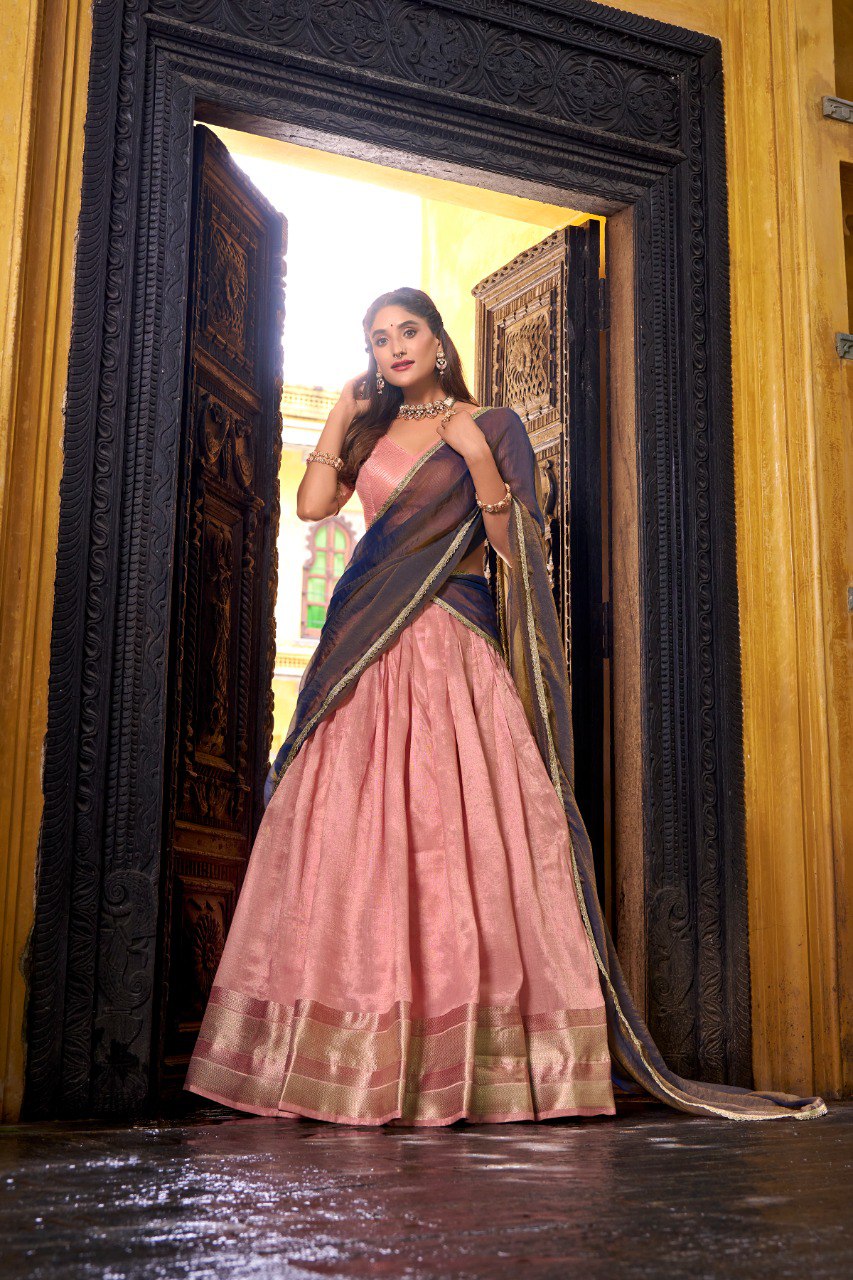 Dupion Silk Zari Weaving Work Lehenga