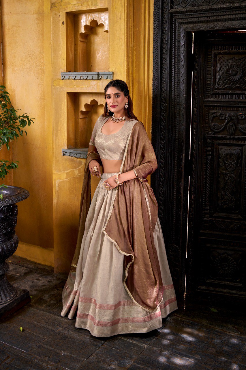 Dupion Silk Zari Weaving Work Lehenga