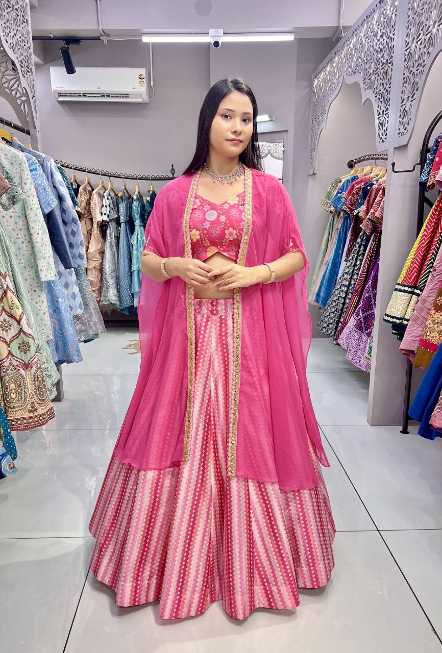 Pink Lining Lehenga Choli (Full Stitched)