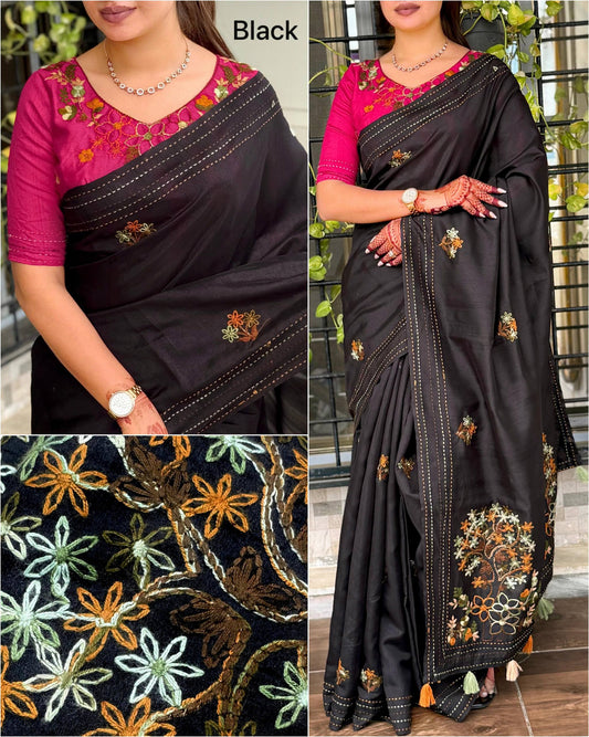 Wrapped in the poetry of heritage this tusser cotton saree