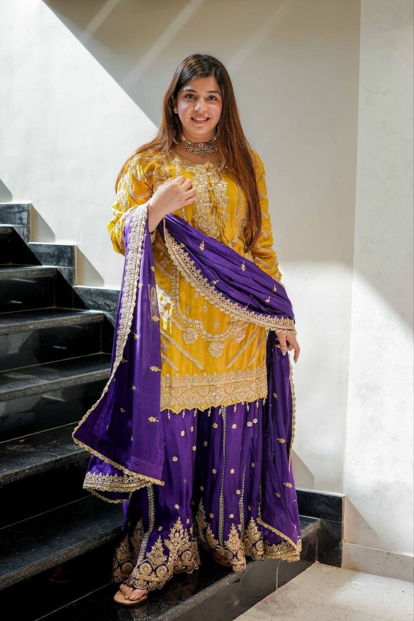 New Designer Party Top Sharara & Dupatta Set