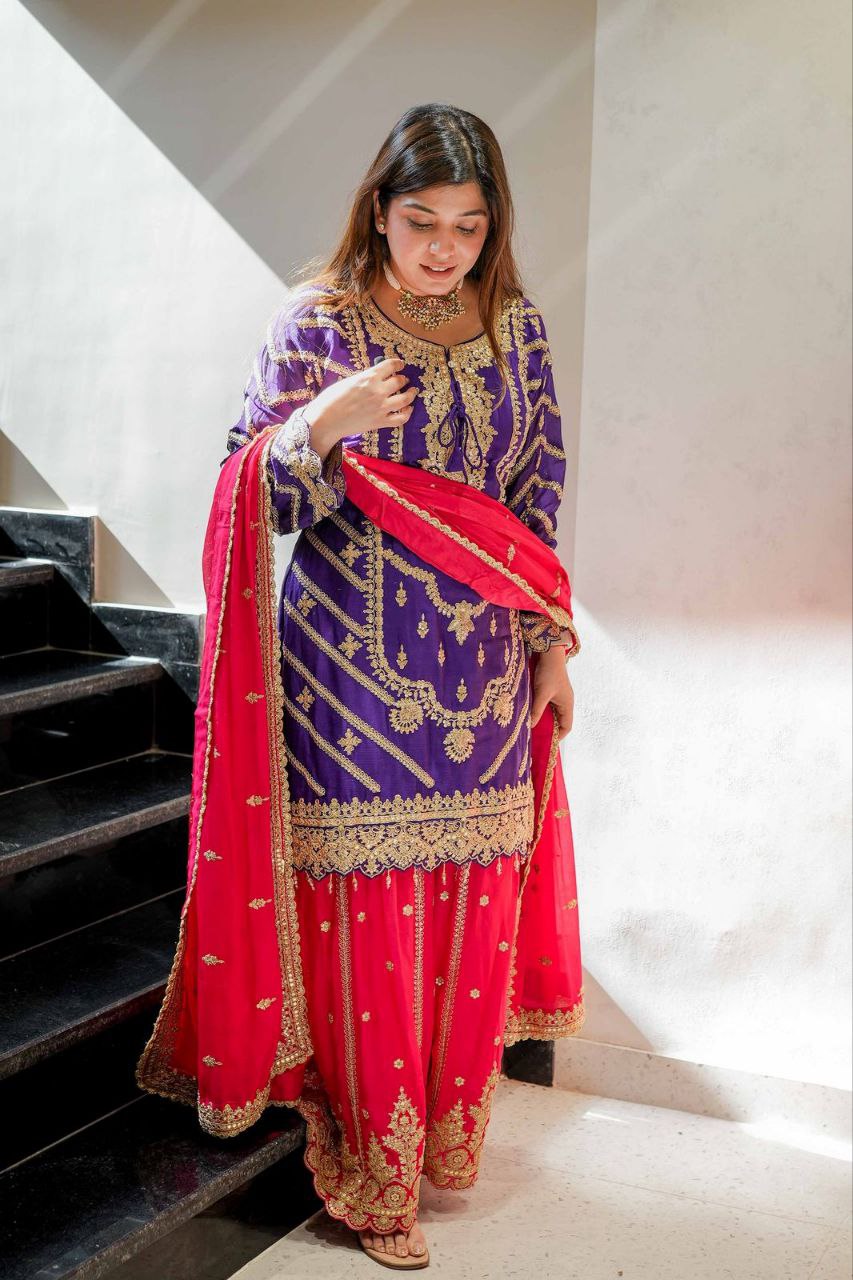 New Designer Party Top Sharara & Dupatta Set