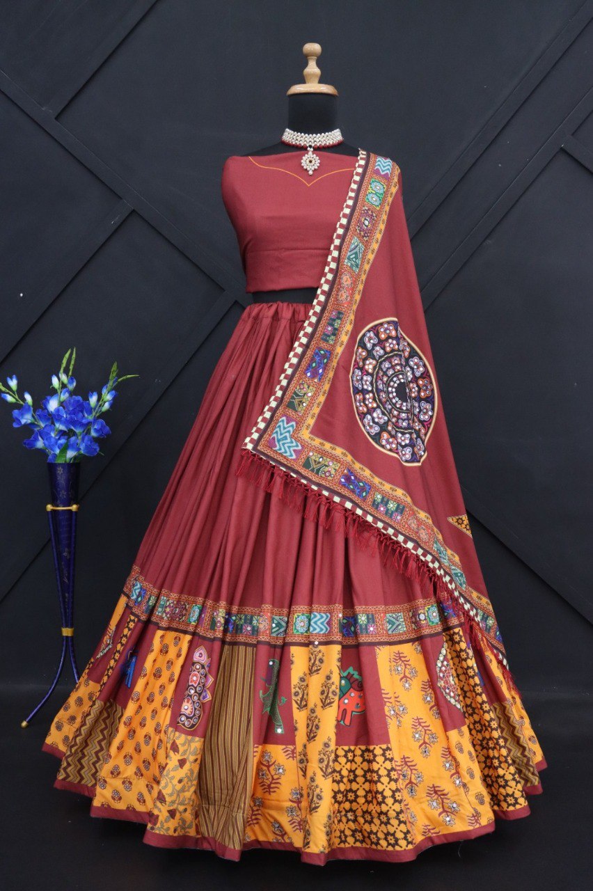 New Lounching Digital Print Muslin Cotton Lehenga Choli