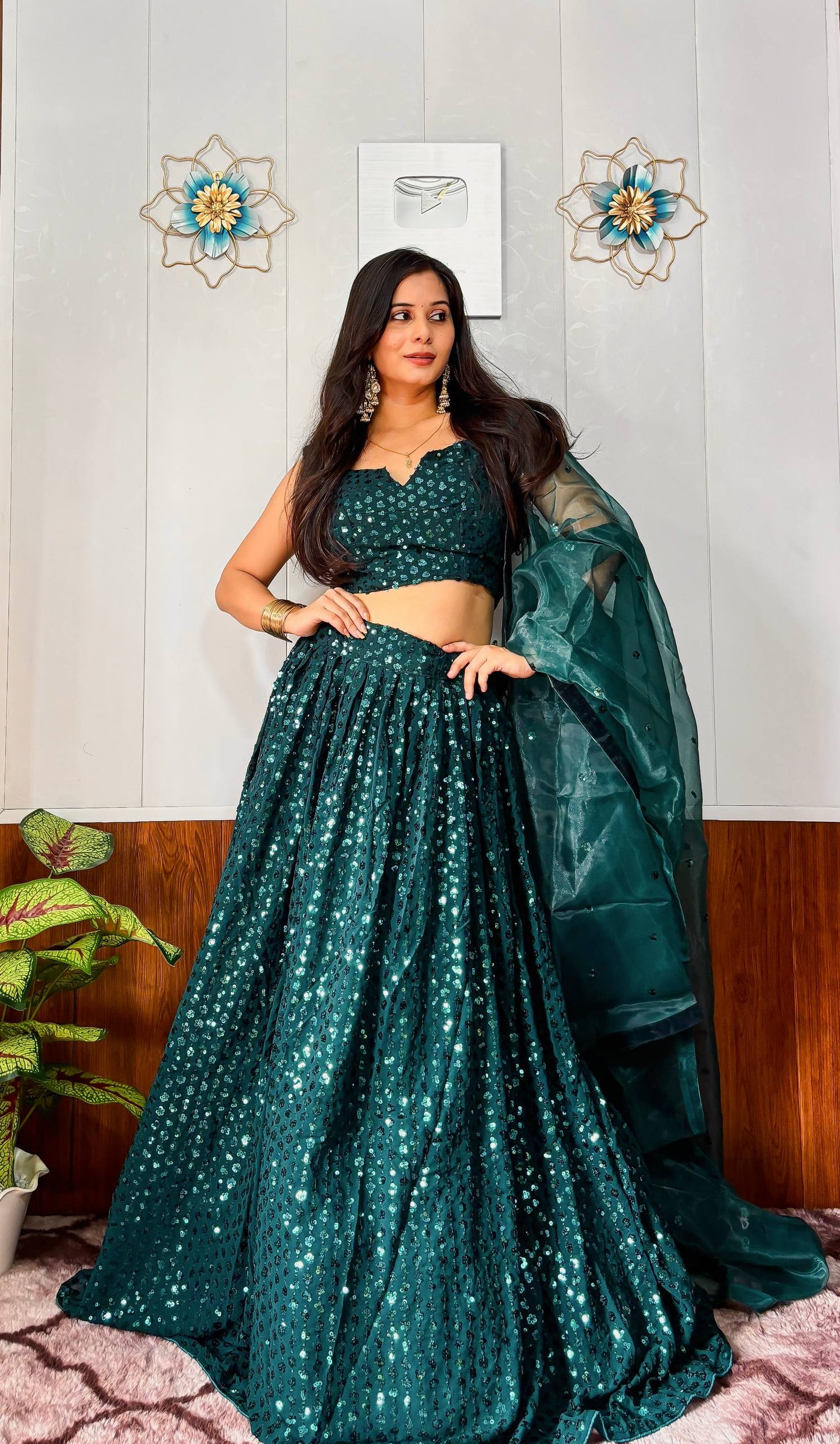 Dazzle this festive season with this beautiful sequins lehenga set