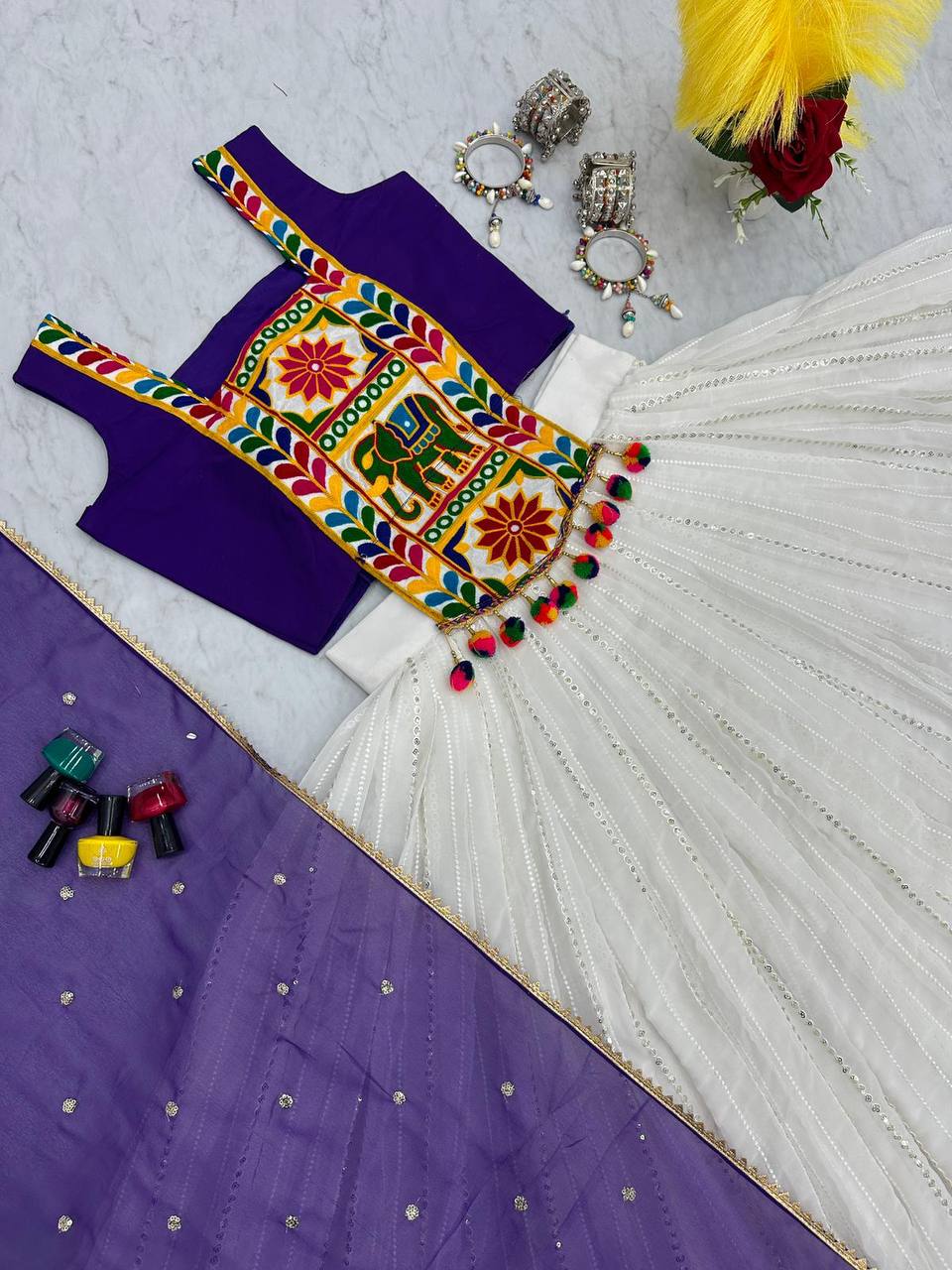 Pure Cotton Launching Navratri Special Gamathi Work Lehenga Choli