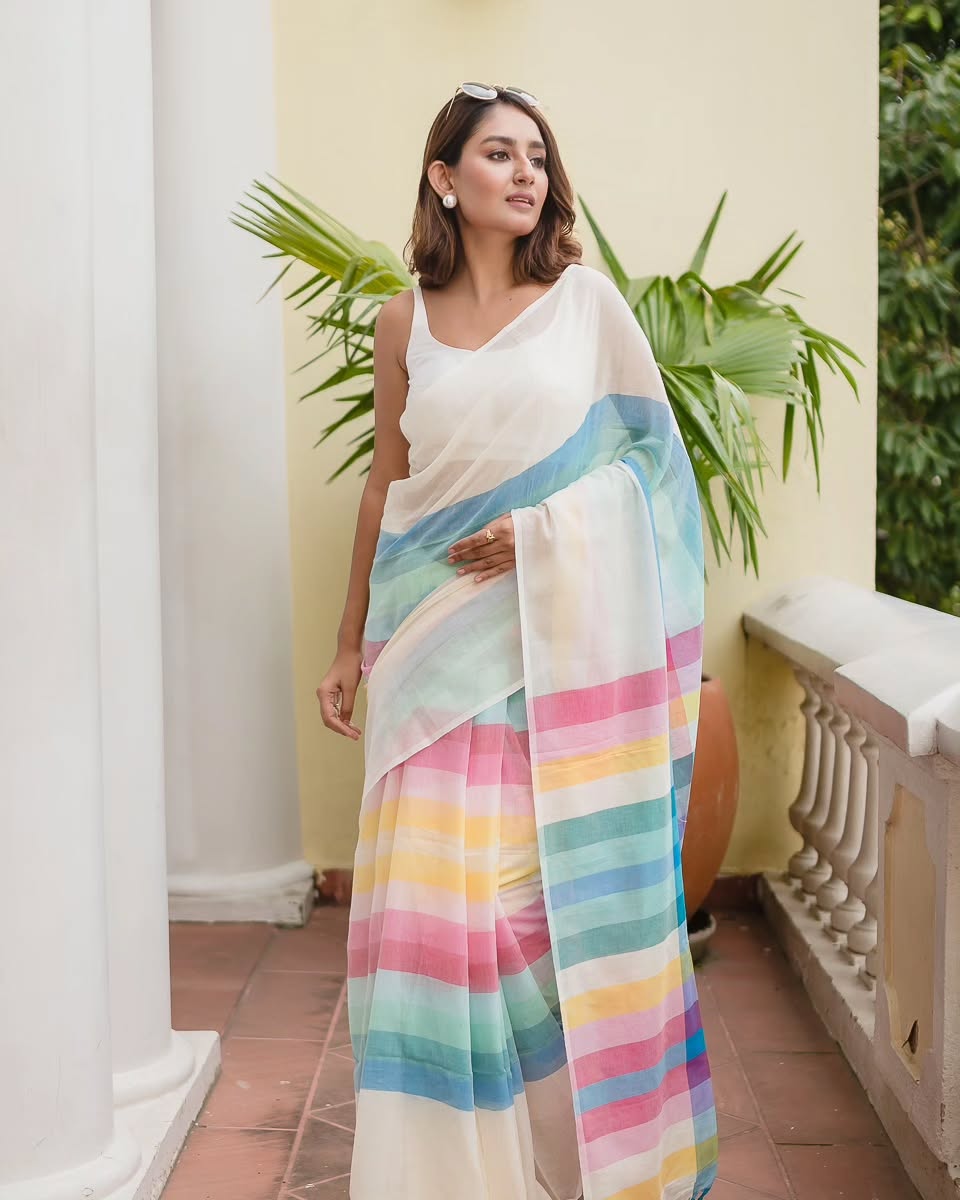 Heavy Cotton Digital Print Border in Saree