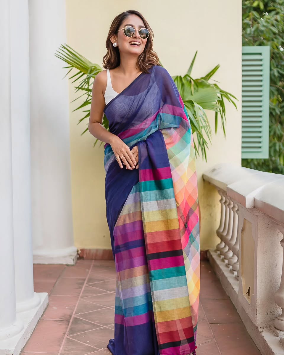 Heavy Cotton Digital Print Border in Saree