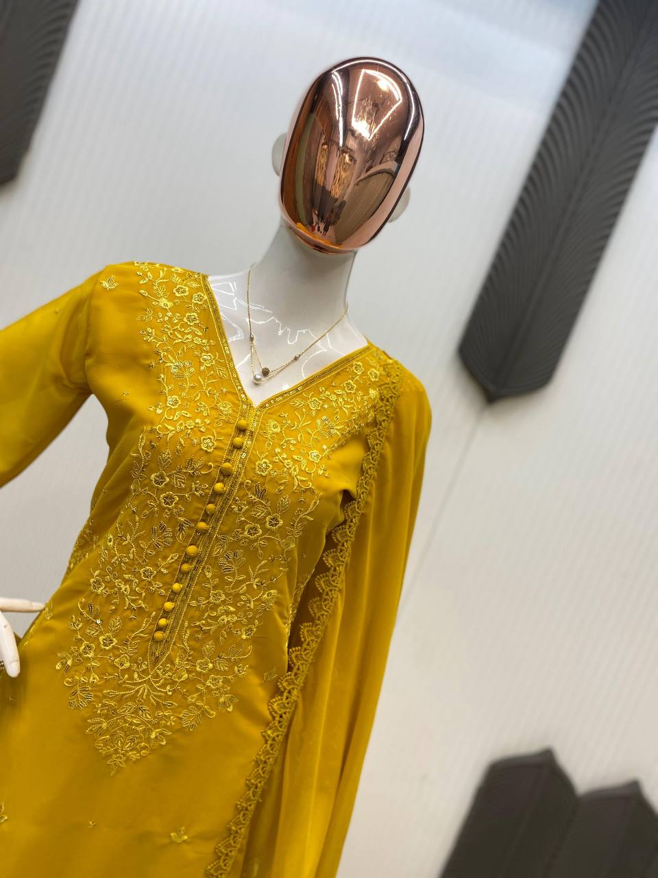 EXCLUSIVE 3 PIECE PLAZZO PAIR WITH DUPATTA IN SEQUENCE EMBROIDERY WORK SUIT