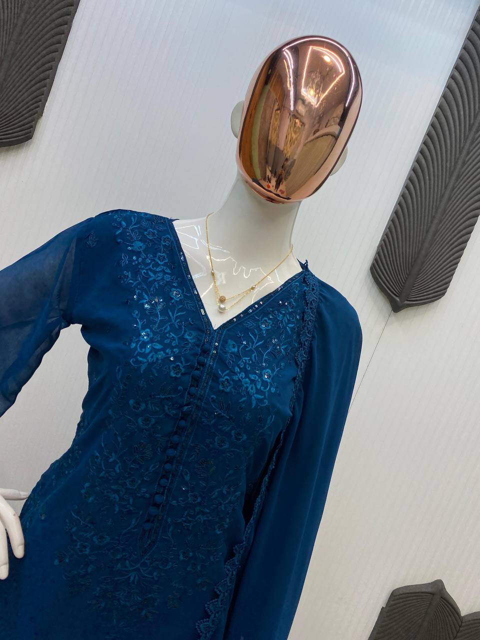 EXCLUSIVE 3 PIECE PLAZZO PAIR WITH DUPATTA IN SEQUENCE EMBROIDERY WORK SUIT