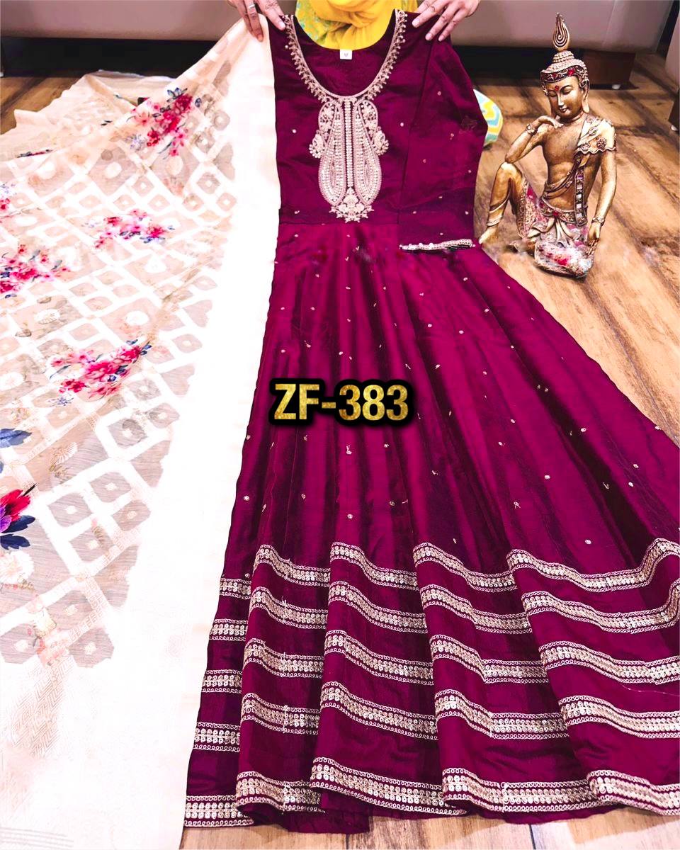 New Designer Party Wear Look Full Heavy Embroidery Sequence Work Gown