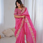 Premium Gold Crush With Heavy Embroidery Threads Saree