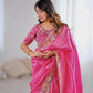 Premium Gold Crush With Heavy Embroidery Threads Saree